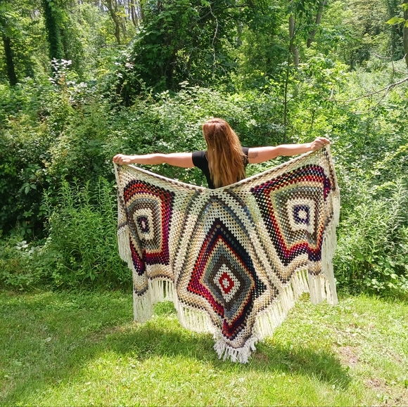 70's fringed shawls handmade by me. - Picture 2 of 3